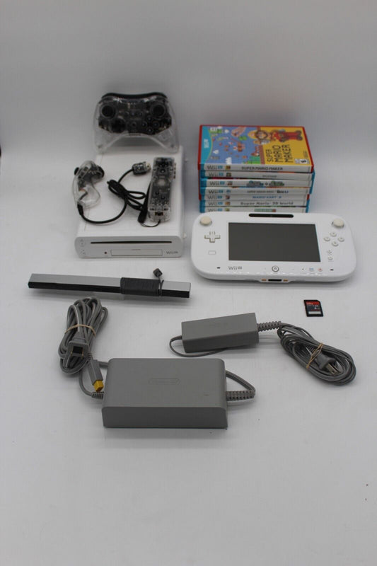 White Nintendo Wii U 8GB System Bundle w/ 7 First Party Games Adult Owned + more