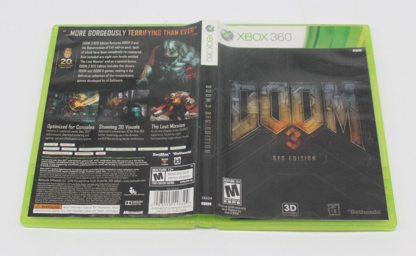 Doom 3 BFG Edition For Xbox 360 Shooter Video Game with Manual Tested & Works