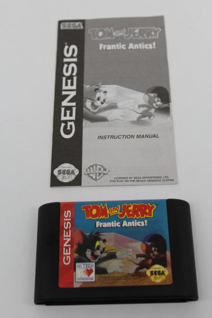 Tom and Jerry: Frantic Antics (Sega Genesis, 1993) Cartridge and Manual Works