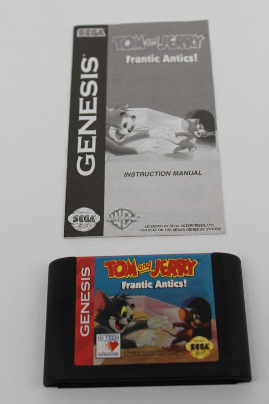 Tom and Jerry: Frantic Antics (Sega Genesis, 1993) Cartridge and Manual Works