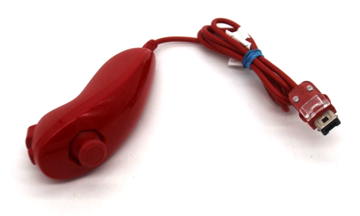 Nintendo Wii Nunchuck Controller Red OEM Official RVL-004 TESTED Nunchuk Works