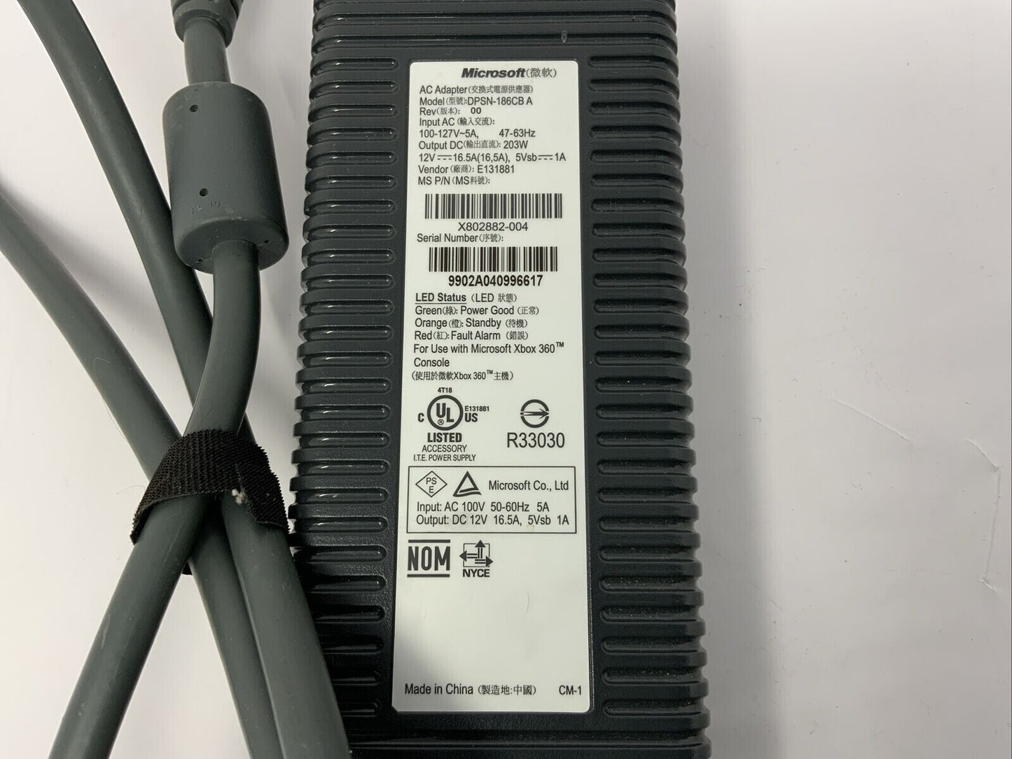 Microsoft Xbox 360 Power Supply AC Adapter DPSN-186CBA Genuine OEM Original